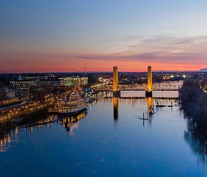 A picture of Sacramento during sunset. 